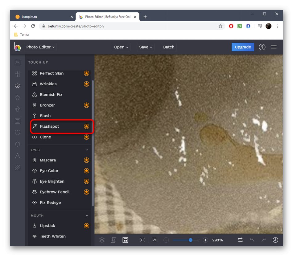 Използване на затъмняващия инструмент в онлайн услугата BeFunky