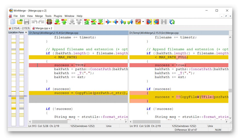 Інтерфейс програми WinMerge
