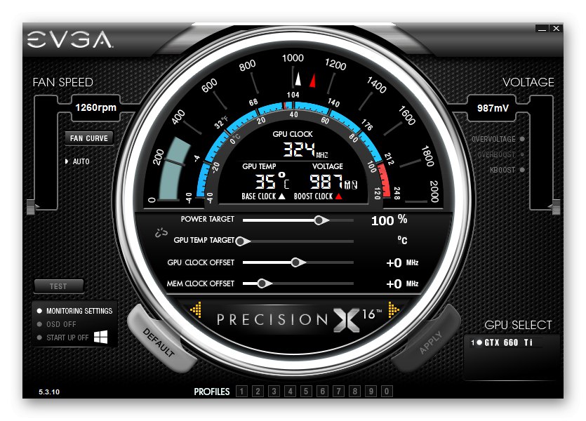 واجهة برنامج EVGA Precision X