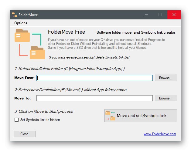 Інтерфейс програми FolderMove