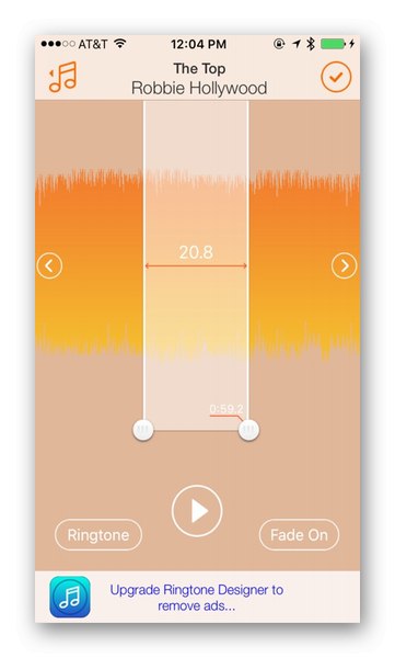 Інтерфейс програми Ringtone Designer 2.0 на iPhone