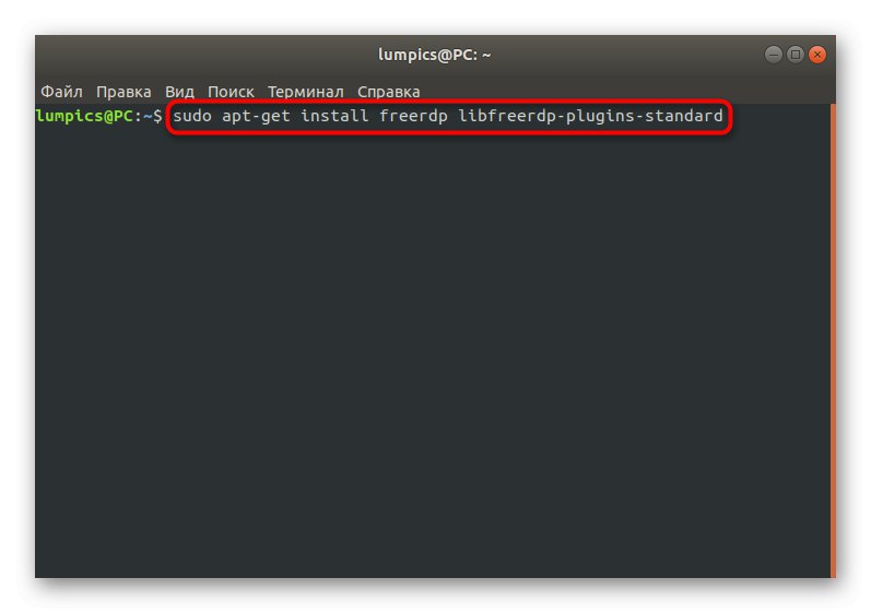 Команда за инсталиране на програма freerdp в Linux