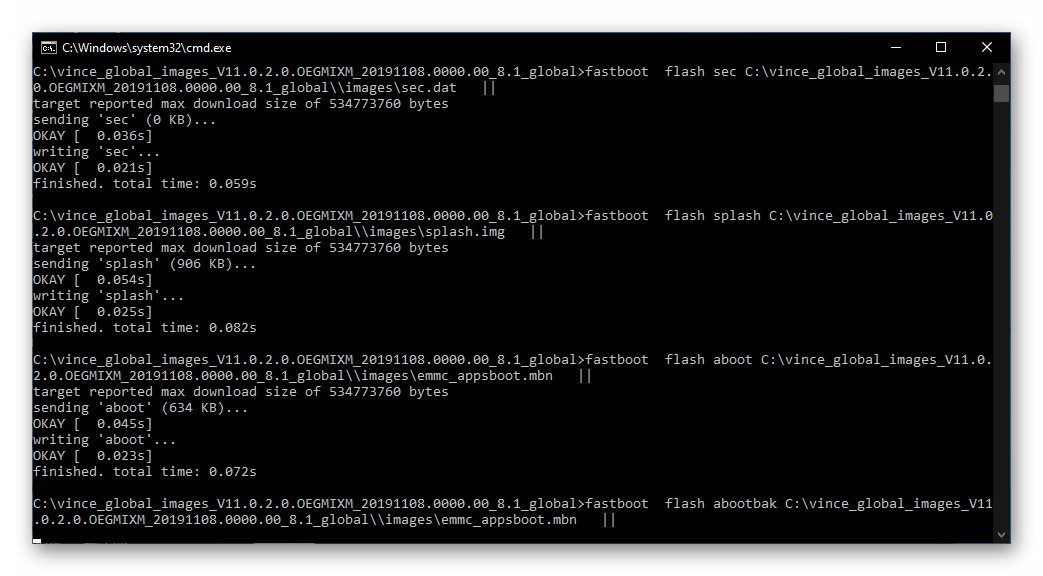 Xiaomi Redmi 5 Plus proces instalacji oprogramowania układowego na smartfonie za pośrednictwem Fastboot