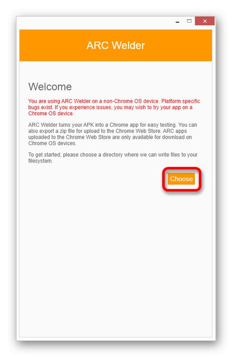 به انتخاب پوشه در ARC Welder برای Google Chrome بروید