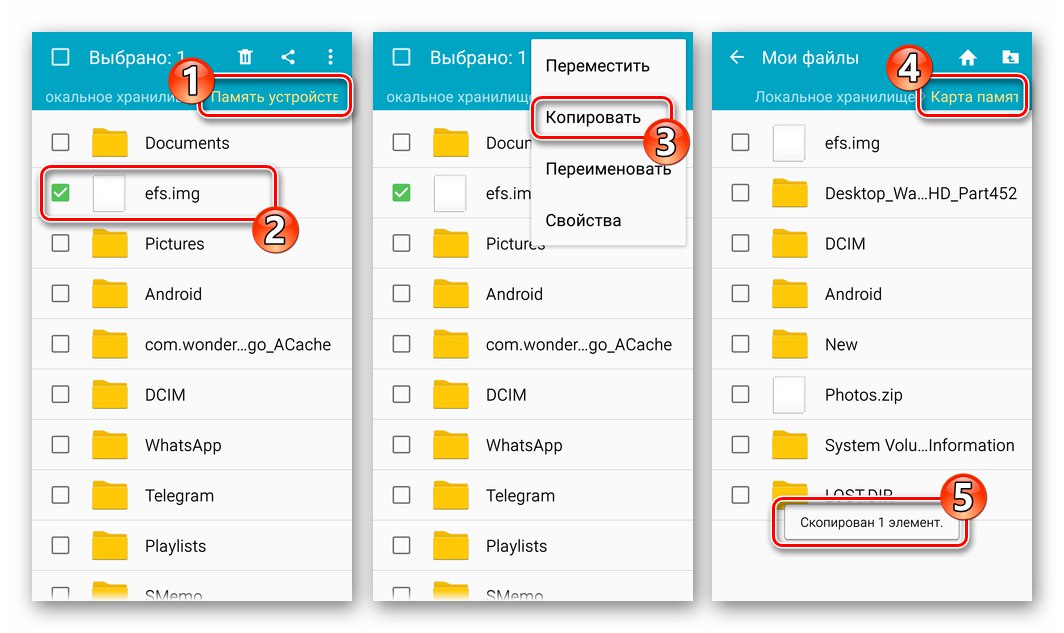 Samsung Galaxy S4 GT-I9500 kopira EFS datoteku sigurnosne kopije (IMEI) na prijenosni uređaj za pohranu