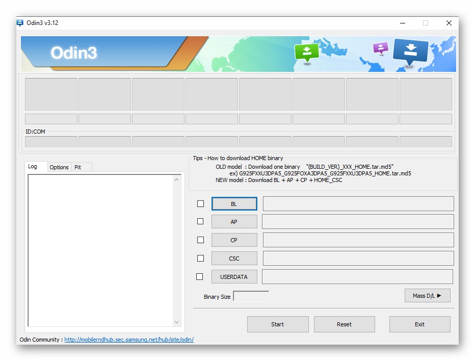 Samsung S4 GT-I9500 Odin pokreće program za instaliranje firmvera s više datoteka
