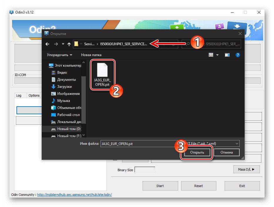 Samsung Galaxy S4 GT-I9500 ODIN odaberite Pit datoteku na PC disku