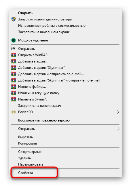 V kontextovej ponuke prejdite na vlastnosti spustiteľného súboru Skyrim v systéme Windows 10