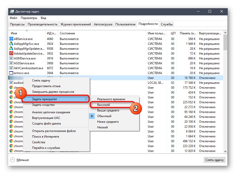 Nastavenie priority Disciples II v systéme Windows 10 pomocou Správcu úloh