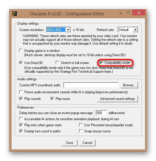 Zakázanie režimu kompatibility pomocou inštalačnej aplikácie Disciples II v systéme Windows 10