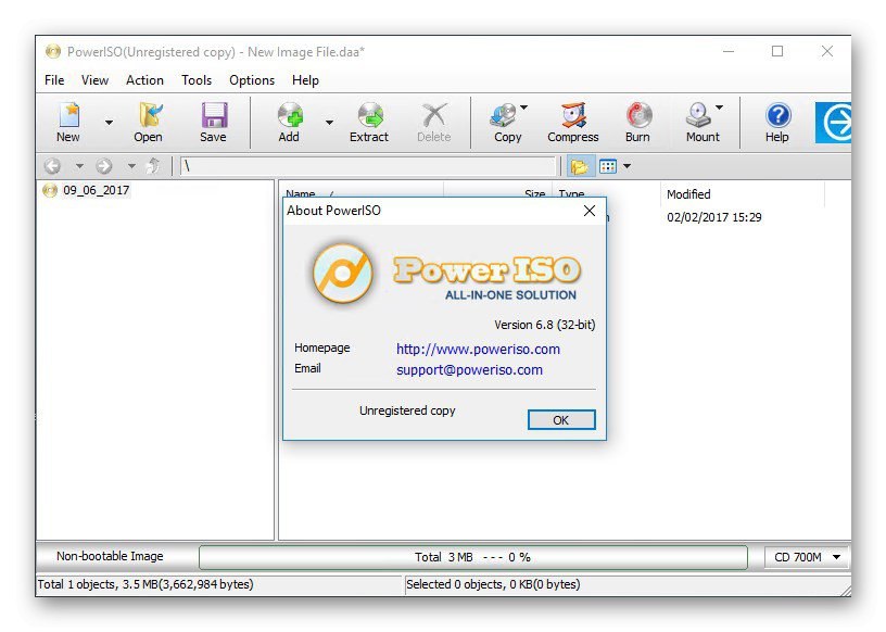 Читання образів формату ISO через програму PowerISO