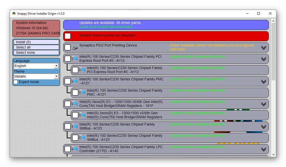 Posodabljanje gonilnikov v računalniku s programom Snappy Driver Installer