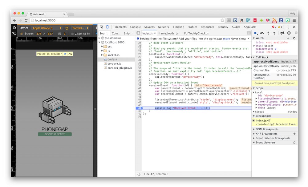 Na napísanie kódu pomocou PhoneGap