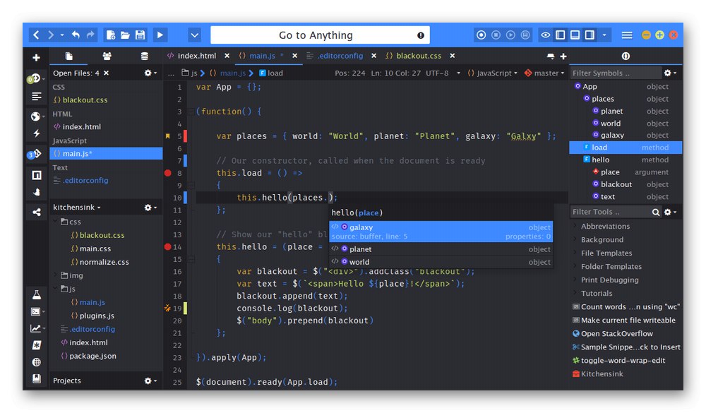 Používanie IDE Komodo na zápis kódu
