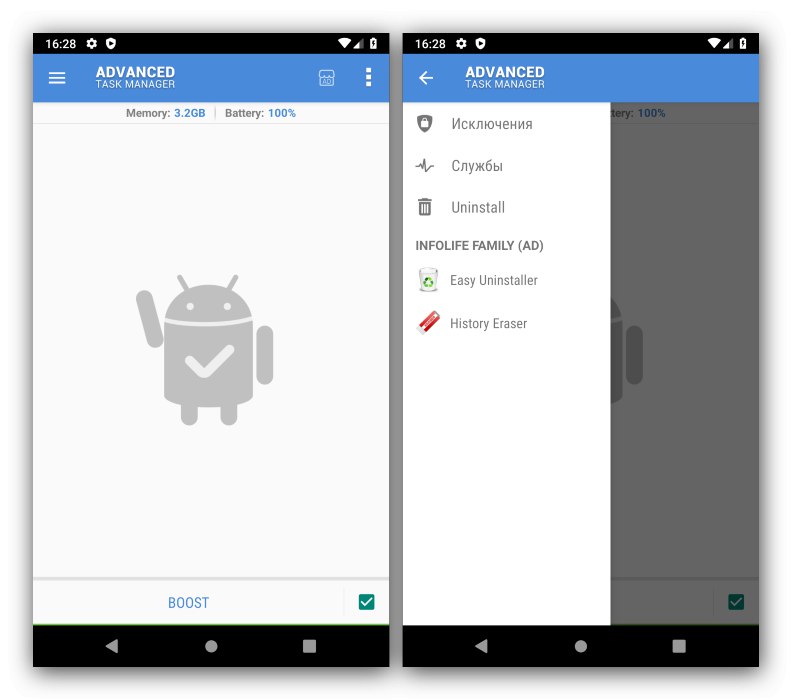 Pracovní obrazovky Správce úloh pro Android Advanced Task Manager