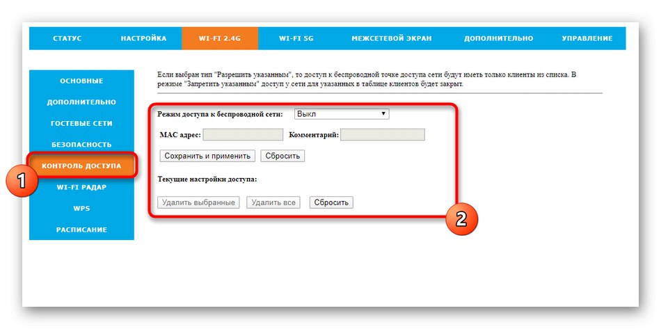 Nadzor dostopa do brezžičnega omrežja usmerjevalnika Rotek Rx-22200 za Tattelecom