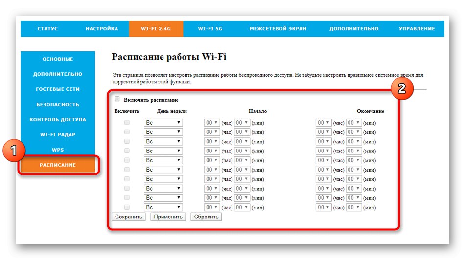 Omogočanje urnika dostopa do brezžičnega omrežja Rotek Rx-22200 za Tattelecom