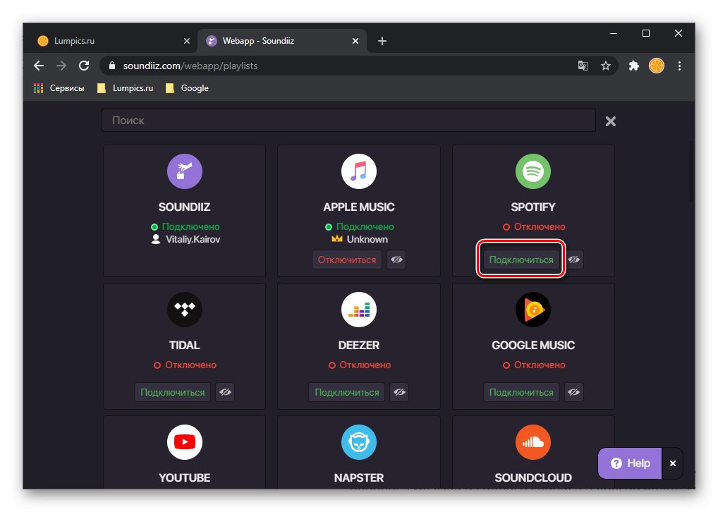 Pripojte svoj účet Spotify k Soundiiz v prehliadači PC