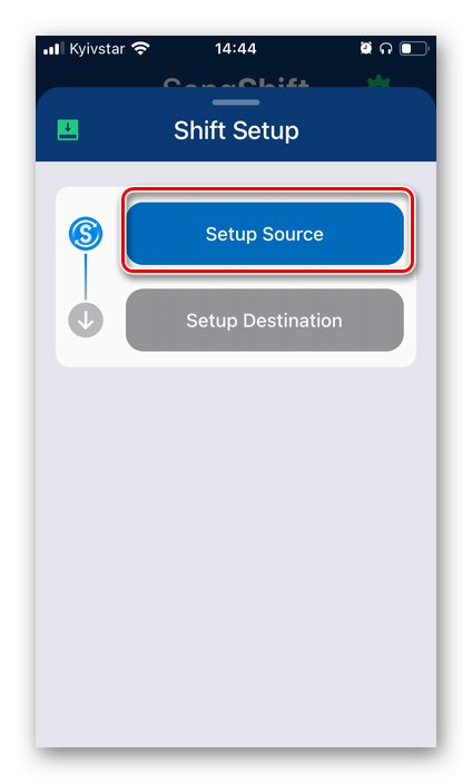 Výber zdroja v aplikácii SongShift na prenos hudby z Apple Music do Spotify na iPhone
