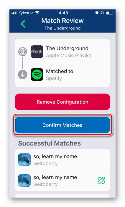 Potvrďte Exportovať zoznam skladieb v aplikácii SongShift a preniesť hudbu z Apple Music do Spotify do iPhone