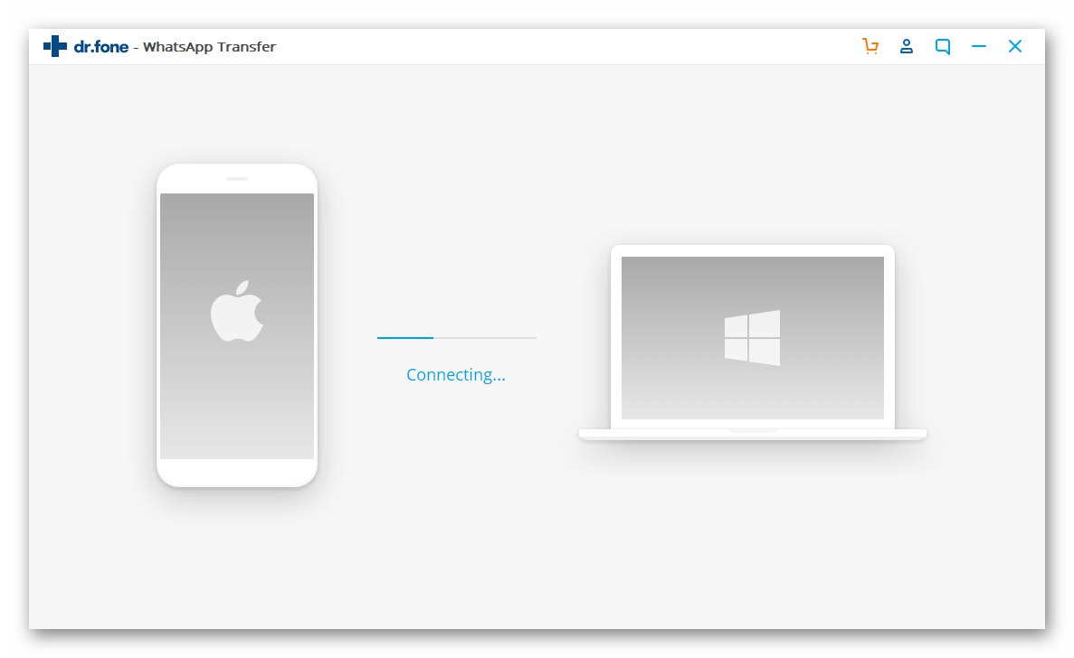 Dr.fone WhatsApp Transfer podłącz iPhone'a do programu