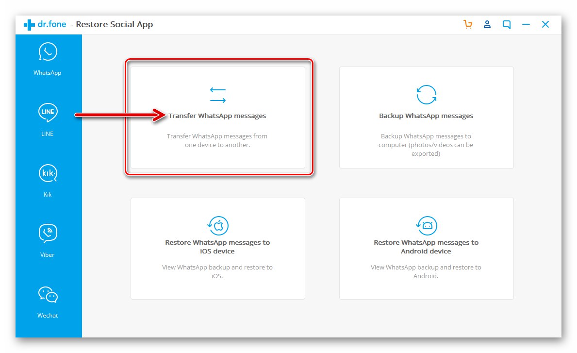 Wondershare Dr.fone WhatsApp Transfer alat za otvaranje za prijenos glasnika s iPhonea na Android
