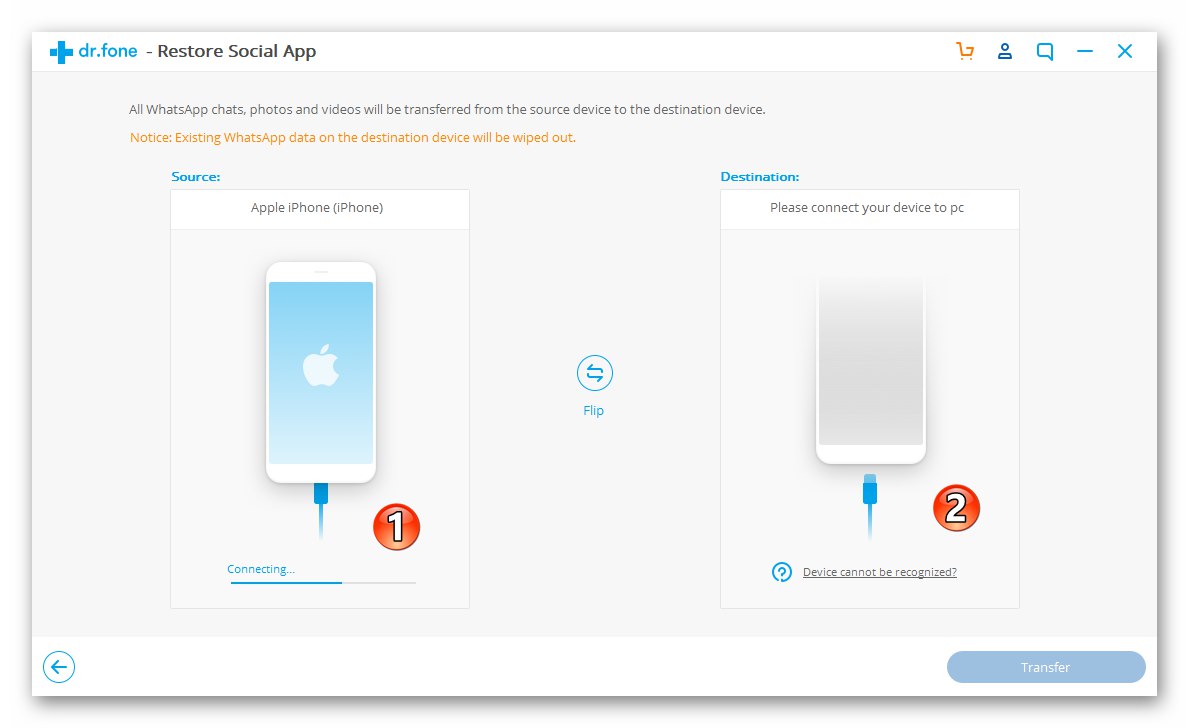 Wondershare Dr.fone WhatsApp Transfer povezuje iPhone i Android pametni telefon s računalom