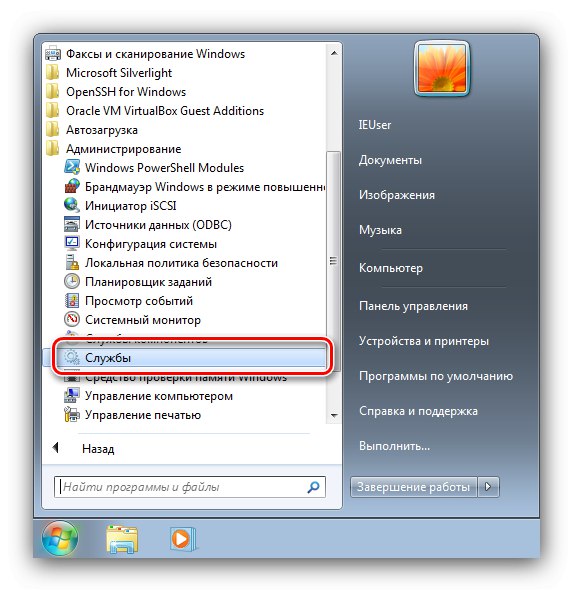 Zaženite snap-in Services, da odpravite težavo z odkrivanjem spletnih storitev v sistemu Windows 7