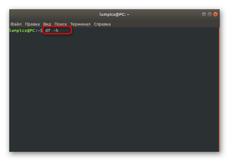 Unos naredbe u Ubuntu terminal za prikaz popisa pogona