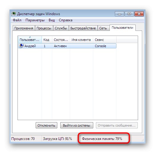 Вижте натоварването на RAM чрез диспечера на задачите в Windows 7