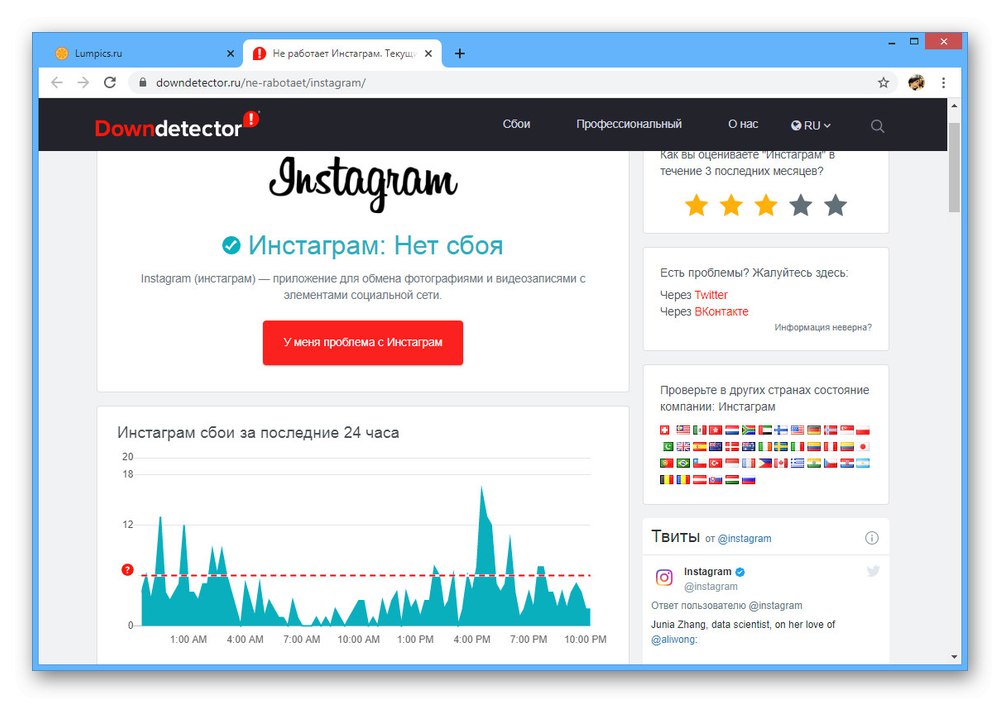 Вижте състоянието на уебсайта и приложението Instagram