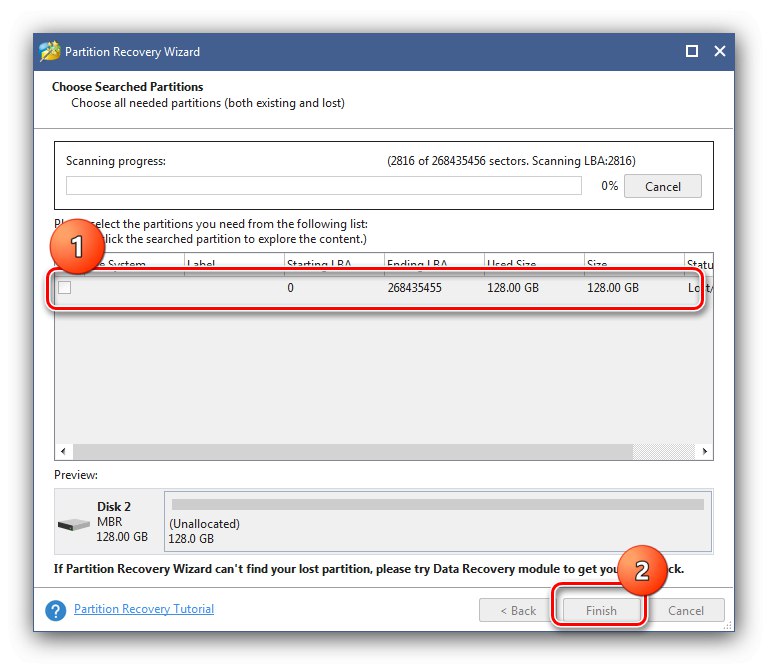 Посочете дял за възстановяване, за да разрешите проблемите с разпознаването на SSD в Windows 7