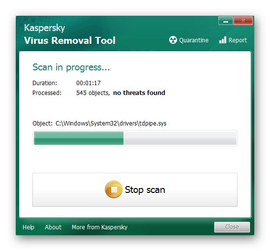 Provjera virusa na računalu radi rješavanja problema s Trustedinstallerom u sustavu Windows 7