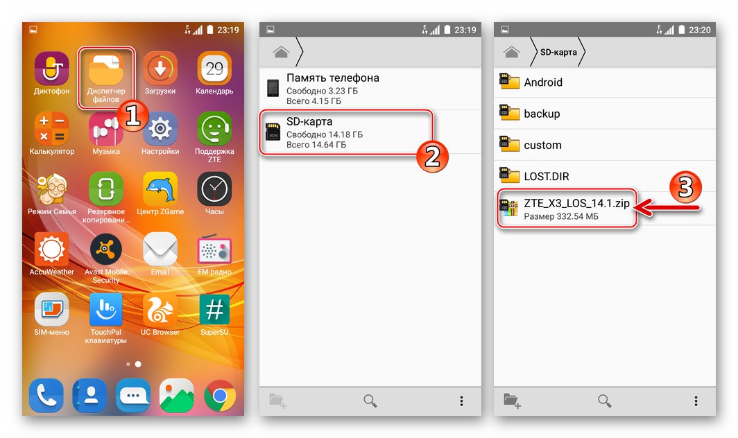 يقوم ZTE Blade X3 بنسخ البرامج الثابتة المخصصة إلى بطاقة ذاكرة للتثبيت عبر TVRP