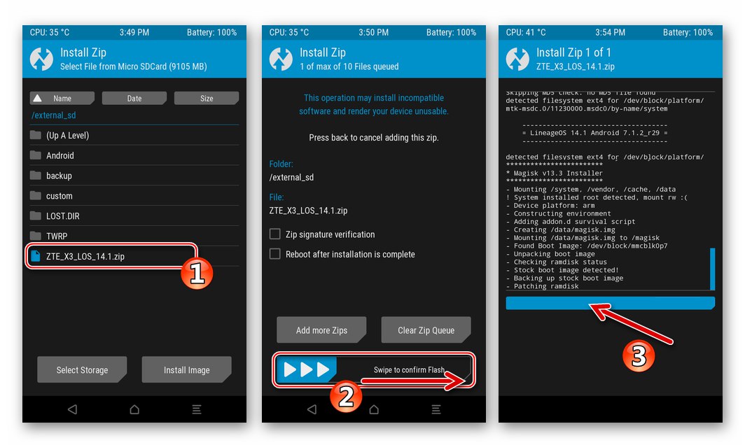 عملية تثبيت البرامج الثابتة المخصصة ZTE Blade X3 TWRP من خلال الاسترداد