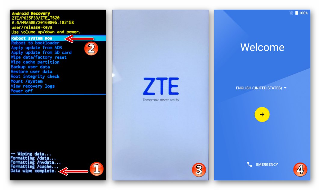 إعادة تشغيل ZTE Blade X3 إلى Android بعد إعادة التعيين عبر استرداد المصنع