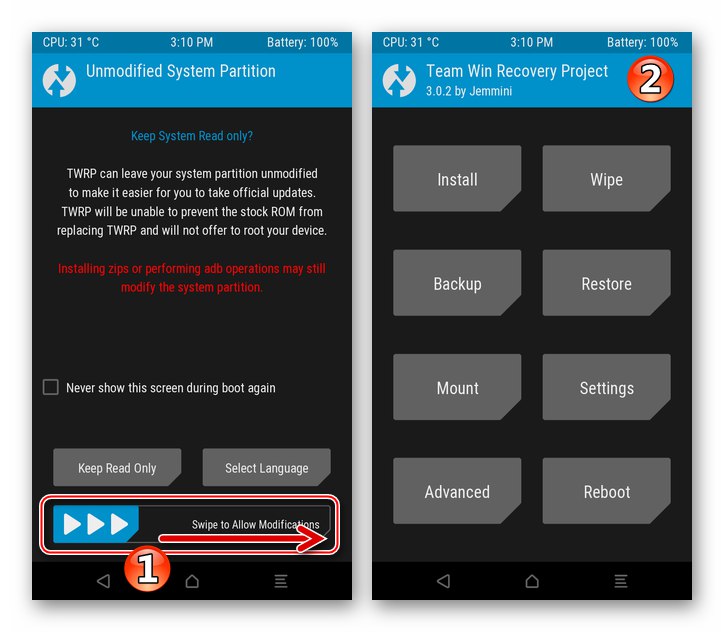 ZTE Blade X3 - أول إطلاق لإصدار TWRP أذونات لتغيير قسم النظام