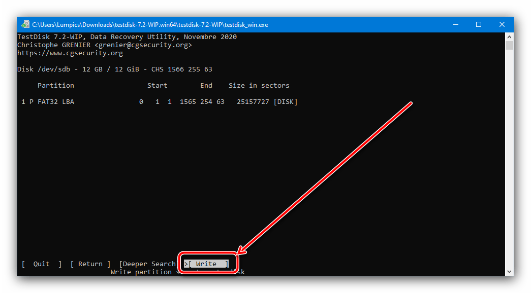 Zapis sekcji do przywracania w TestDisk w celu rozwiązania problemu: Nie można sprawdzić dysku, ponieważ jest niedostępny