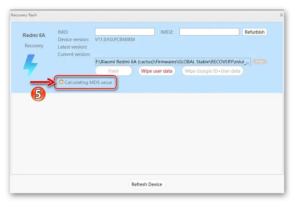 Kontrola súboru firmvéru, ktorý bol vložený do programu MiFlash PRO pre Xiaomi Redmi 6A