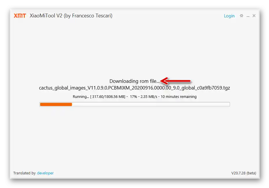 Redmi 6A XiaoMiTool V2 od Francesca Tescari, sťahovanie balíka na obnovenie operačného systému telefónu cez program