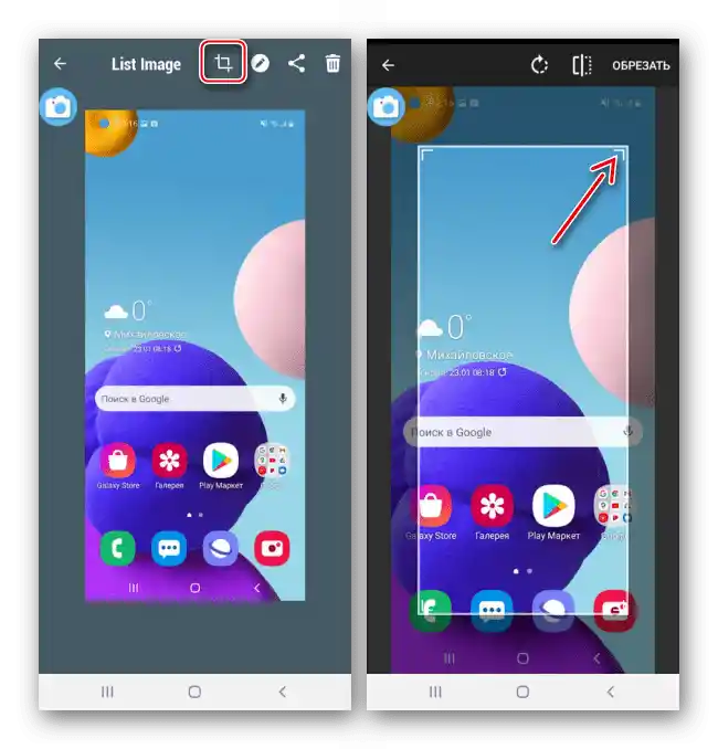 Oříznutí screenshotu v SE na Samsung A21s
