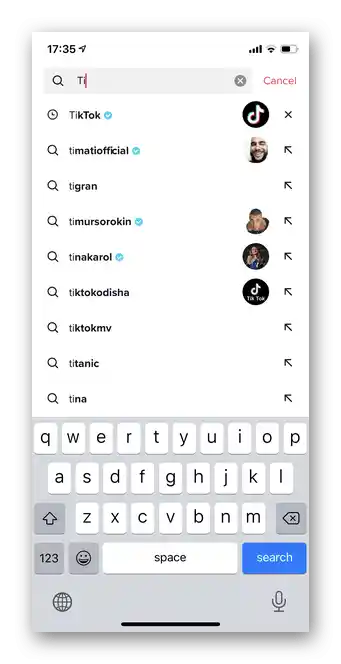 Unesite nadimak poznatog korisnika za pretraživanje osobe na TikToku prema pretplatama