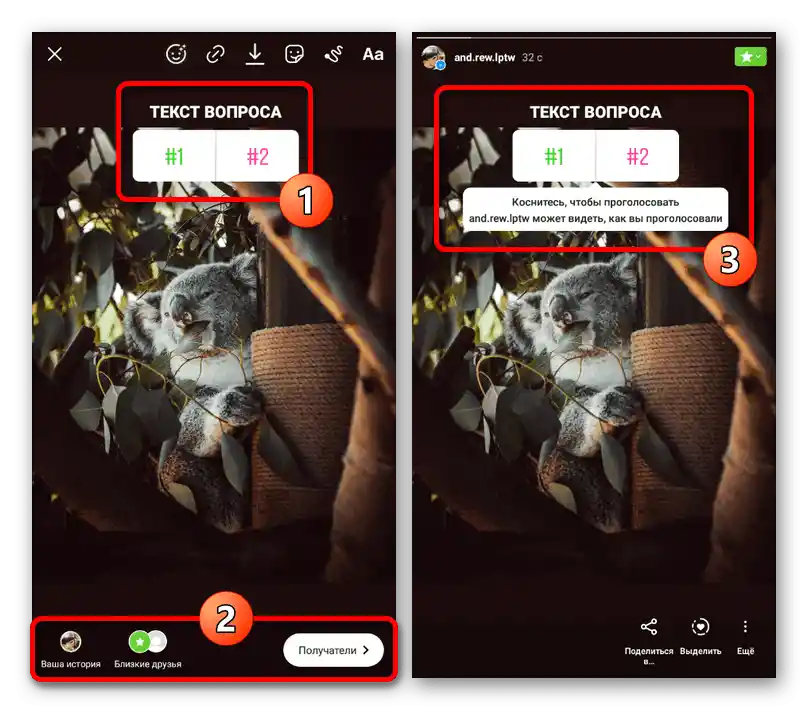 Primer objavljene ankete v mobilni aplikaciji Instagram