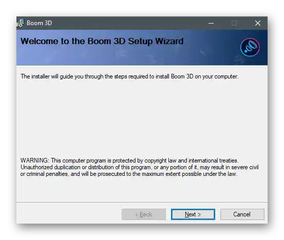 اجرای نصبکننده برای افزایش صدا در لپتاپ با ویندوز 10 از طریق برنامه Boom3D