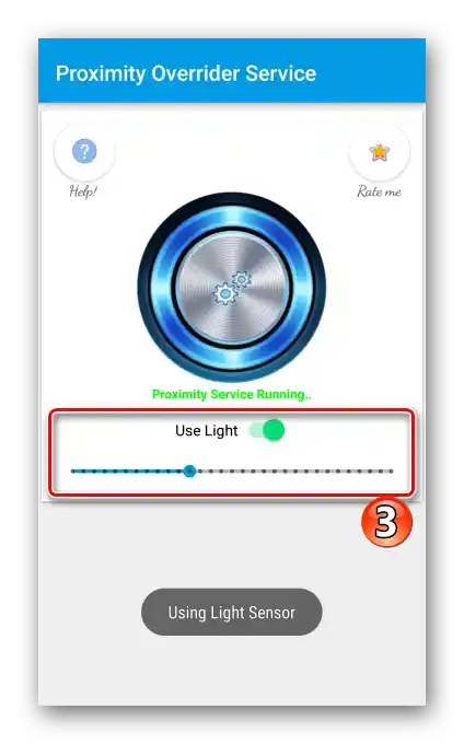 Vklop senzorja svetlobe v PSRT