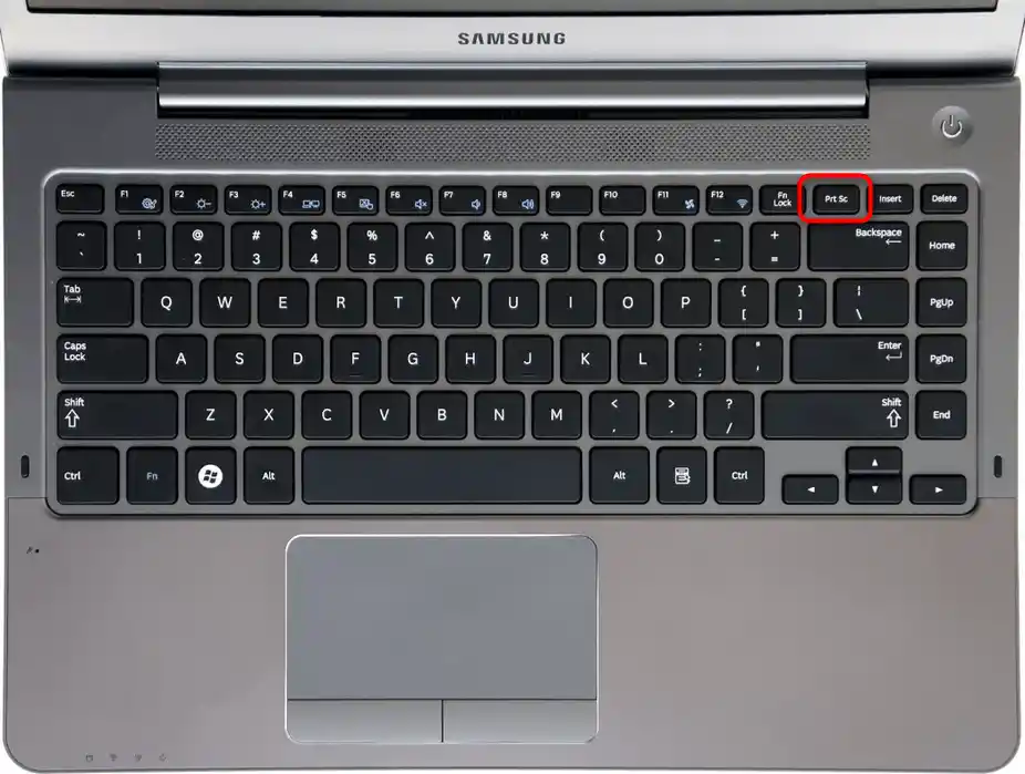 Разположението на клавиша Prt Sc на клавиатурата при старите модели лаптопи Samsung