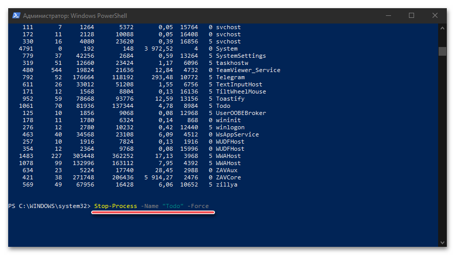 Команда за премахване на задача по име в PowerShell в ОС Windows 10