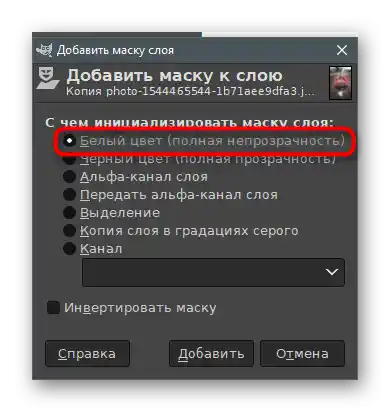 انتخاب پارامترها برای لایه ماسک به منظور محو کردن پسزمینه در عکس در GIMP