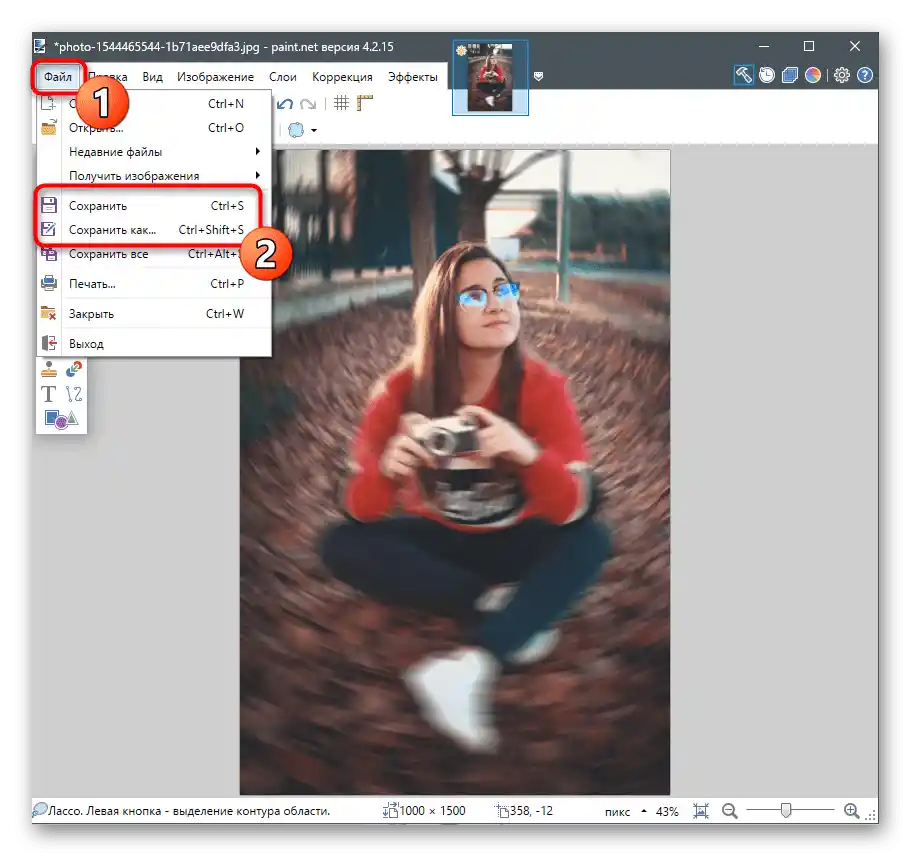 انتقال به ذخیرهسازی پروژه برای محو کردن پسزمینه در عکس در Paint.NET