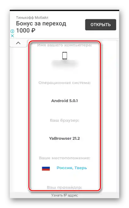 Показване на допълнителна информация за устройството в услугата 2ip.ru